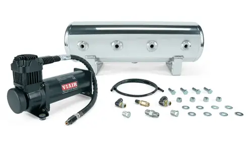 AIRLIFT 27805 2.5 Gal. Polished Tank w/ Viair 444c black compressor, 1/4" & 3/8" fittings & tank hardware